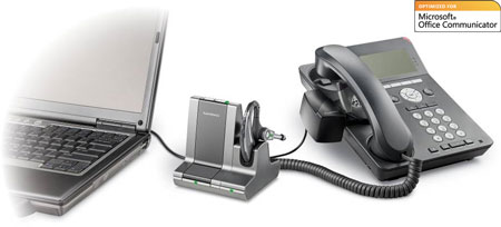 Plantronics  WO201/A, Savi Office (Over-the-ear) — беспроводная (DECT) система для телефона  и компьютера, оптимизирована для Microsoft® Office Communicator и Lync™