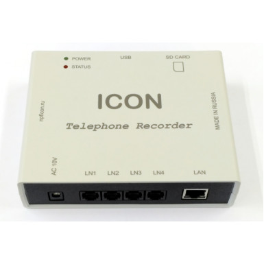 ICON TR4NS - 4-канальное устройство записи переговоров, запись на карту SDHC (до 1100 часов), Ethernet, USB, WEB-интерфейс