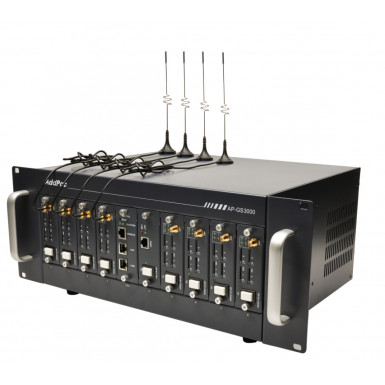 AddPac AP-GS3000, базовое шасси с портами 2x10/100Mbps Ethernet (SIP & H.323), 8 слотов, расширение до 32 GSM каналов