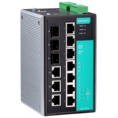 MOXA EDS-P510 Управляемый L2+ промышленный коммутатор 3x10/100TX, 4x10/100TX PoE, 3x10/100/1000 Combo ports
